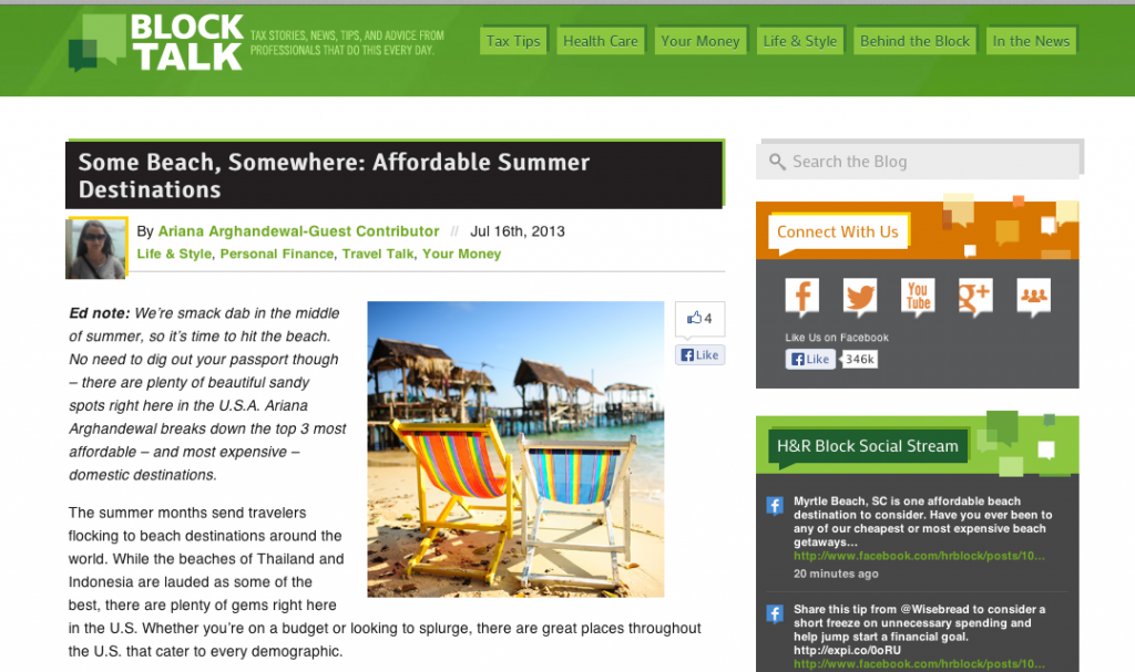 H&R Block Talk Guest Post: Affordable Beach Destinations