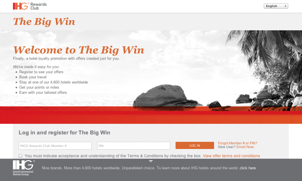 IHG Rewards Big Win Promotion 2013