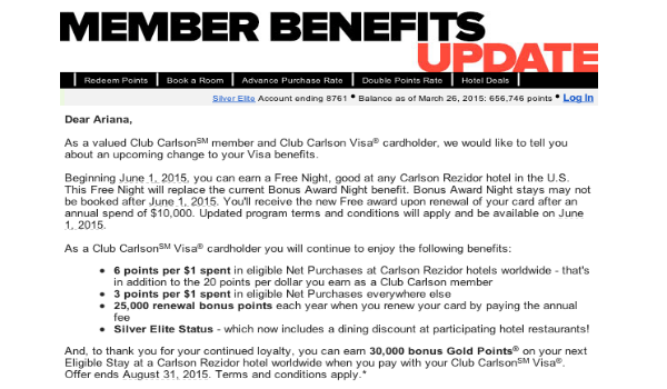 Club Carlson Visa Credit Card