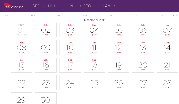 Virgin America SFO - HNL