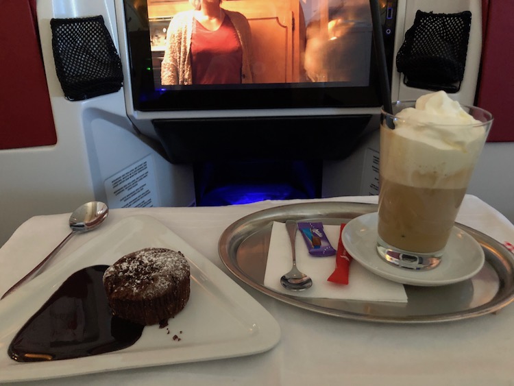 Austrian Business Class Iced Coffee and Chocolate Cake