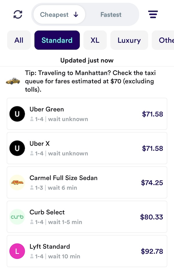 Obi can compare NYC rideshare app fares