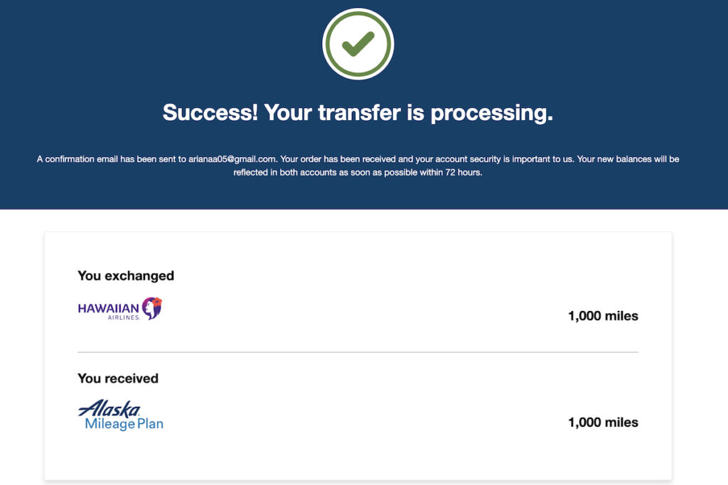 How to transfer hawaiian miles to alaska: Step 4